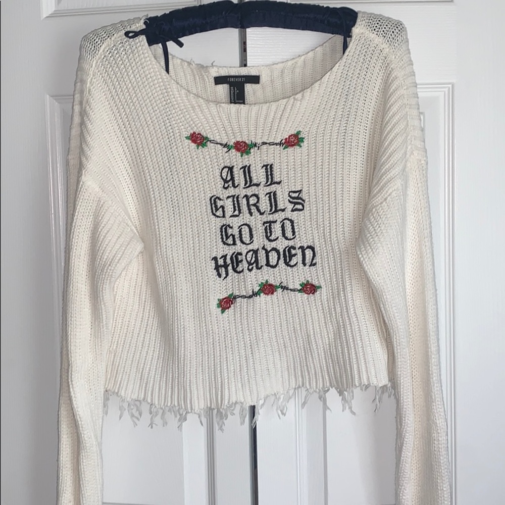 Forever 21 “All Girls Go To Heaven” Crop Sweater